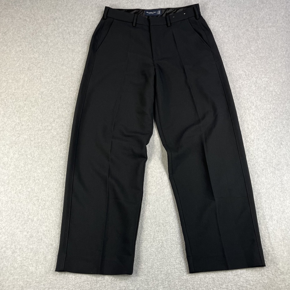 Abercrombie & Fitch Baggy Trouser Pants Mens 32x32 (Fits 32x30) Black Pleated